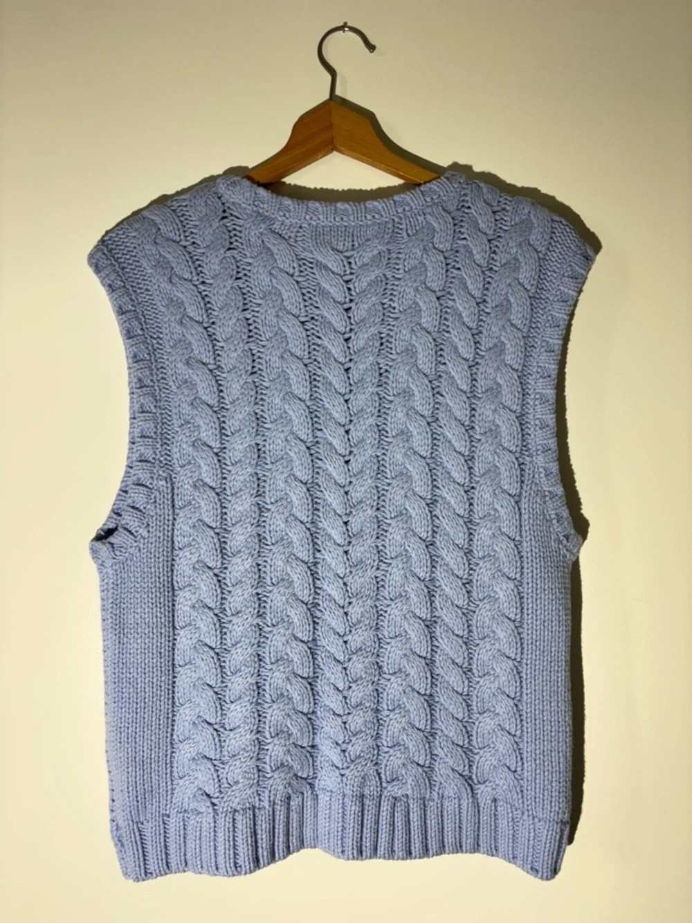 Talbots Petite Cable Knit Sweater Vest — Pale Blue - size Large - Picture 4 of 4